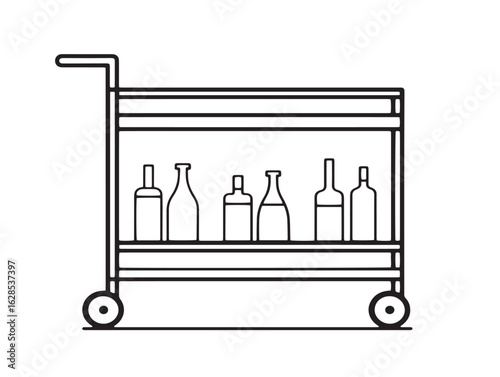 Sleek drink trolley illustration in modern vector line