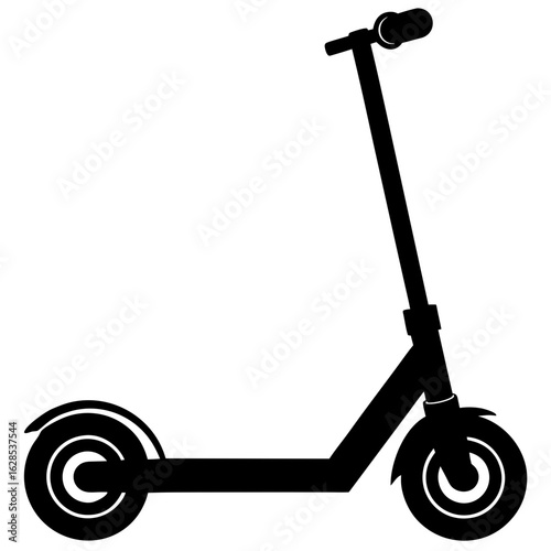 Black kick scooter silhouette vector transportation