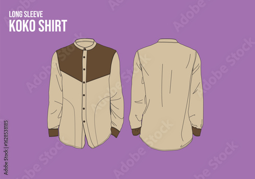 long sleeve koko shirt mockup vector