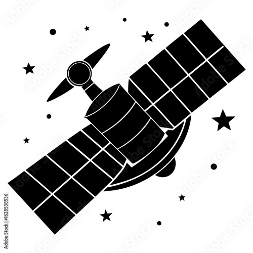 Satellite in orbit with stars space celestial