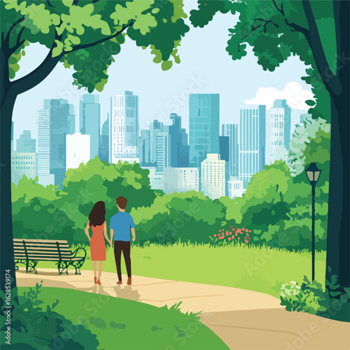 Urban City Green Space Banner View