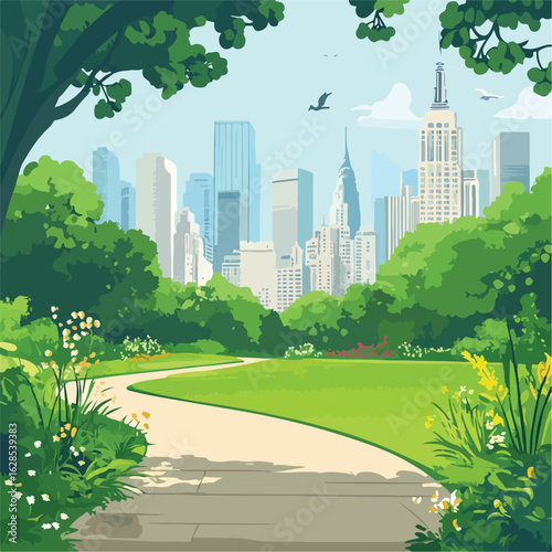 Urban City Green Space Banner View