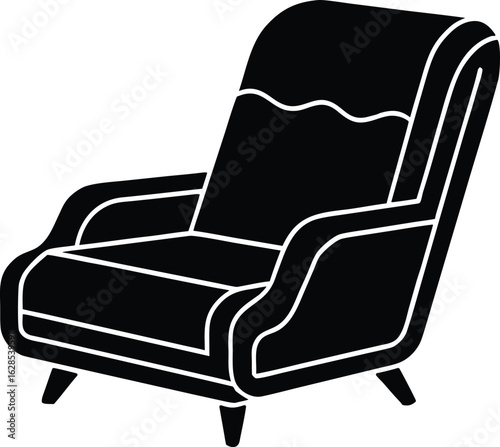 Recliner chair vector icon.