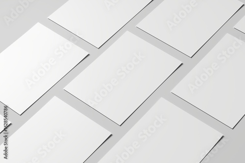 A4 clean paper mockup isolated on grey background. Blank portrait A4 mock up. 3D illustration.