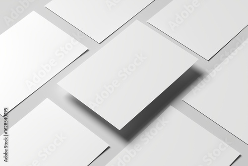 A4 clean paper mockup isolated on grey background. Blank portrait A4 mock up. 3D illustration.