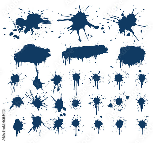 Vector seamless pattern with ink blots and brush strokes. Black and white creative artistic background Series of Drawn Creative Seamless Patterns and vector Blots, Brush, Strokes.