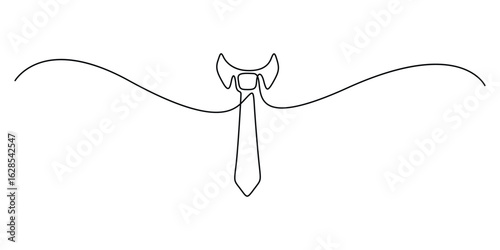 Continuous one line drawing of neck tie. Man's tie in one line drawing vector illustration