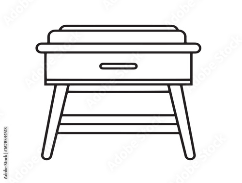 Minimalist bedside shelf unit icon in elegant flat art