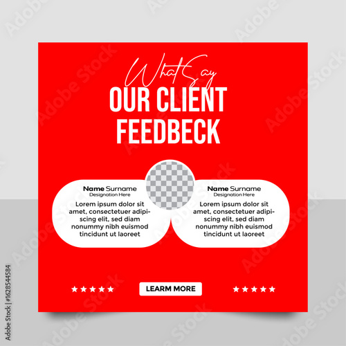 Creative customer feedback social media post web banner template, Creative design creative client testimonial design, Client testimonial design, feedback design, client testimonial design template, 
