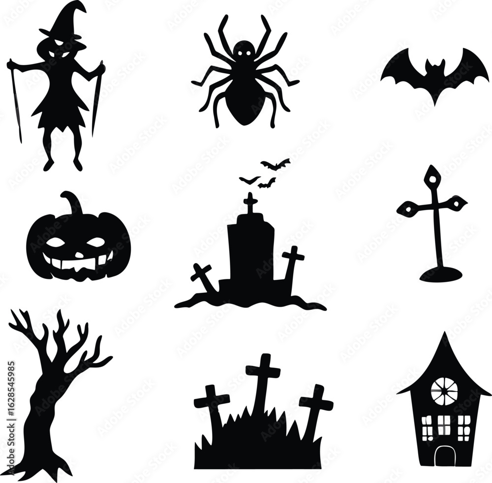 Fototapeta premium Spooky halloween night silhouette design
