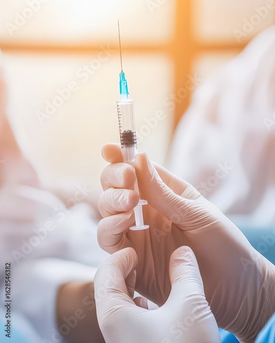 Wallpaper Mural Health professional prepares syringe for vaccination in a modern clinic setting Torontodigital.ca