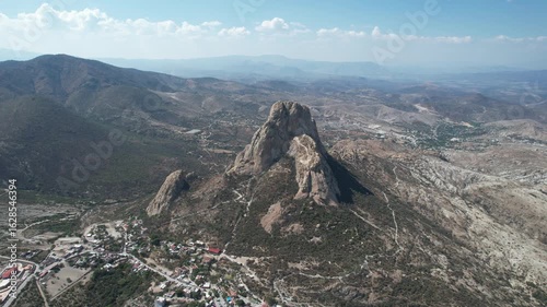 Aerial View of Pena de Bernal – One of the World’s Largest Monoliths in Queretaro, Mexico