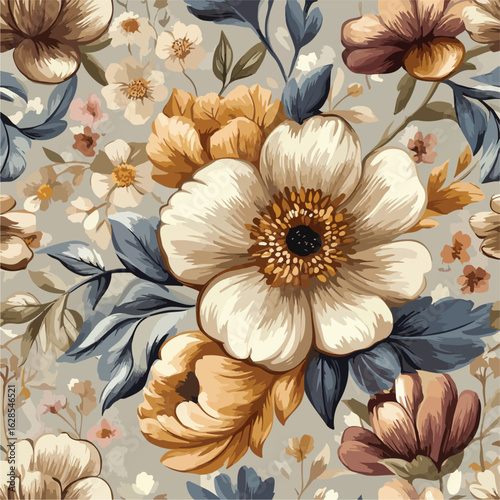 Vintage Botanical Fantasy Wallpaper Design