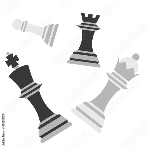 Сhess pieces. School supplies. Vector illustration isolated on white background for study, school, university. Back to school concept.