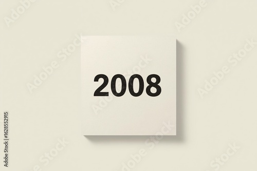 2008 year calendar page, white background, minimal design,  yearbook mockup