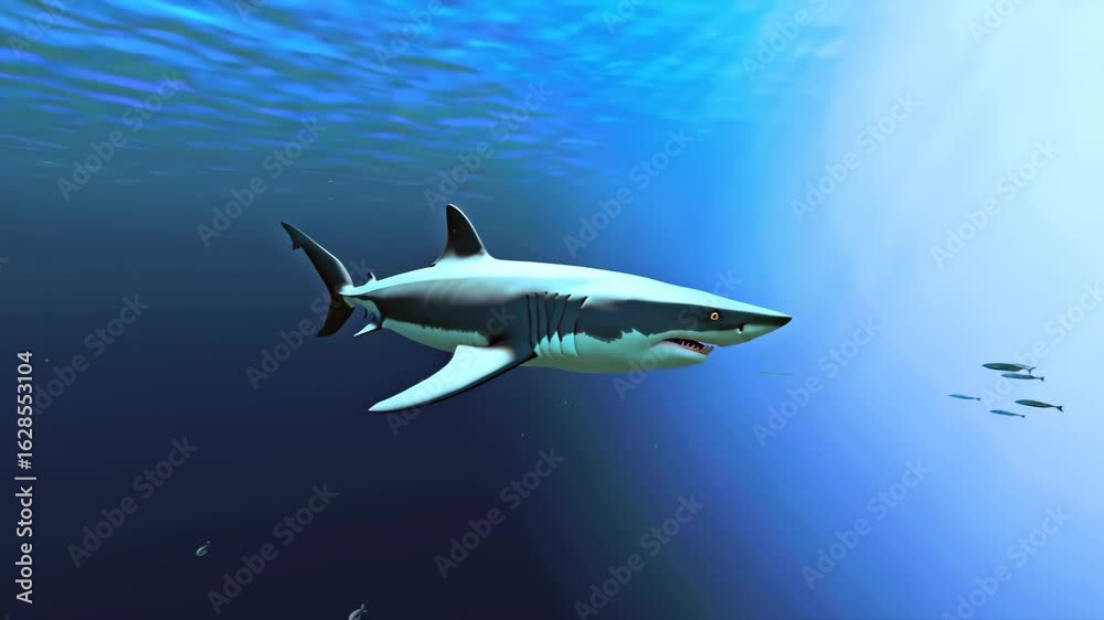 custom made wallpaper toronto digitalShark swimming in deep blue ocean. Copy space for text