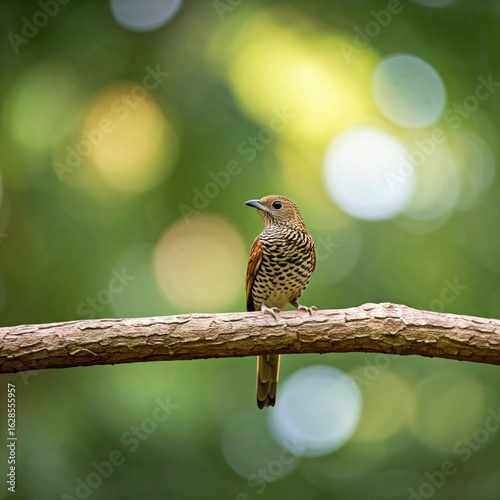 Beautiful Barred Antshrike on Tree Branch