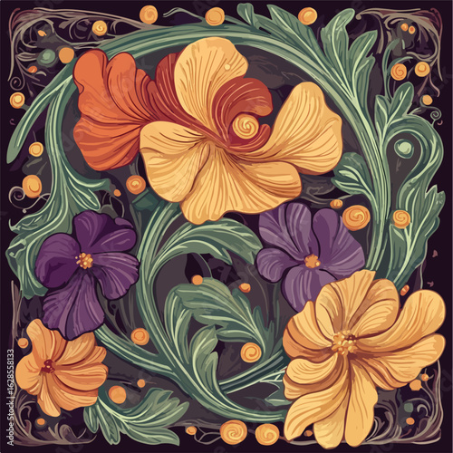 Elegant Floral Art Nouveau Background