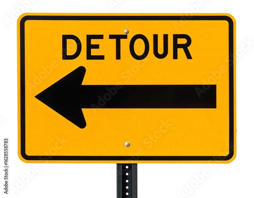 Yellow detour sign with left arrow (1)