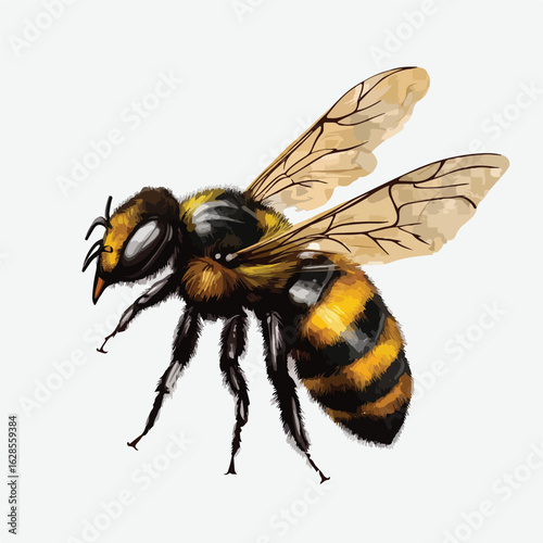 Transparent background vector bee illustration
