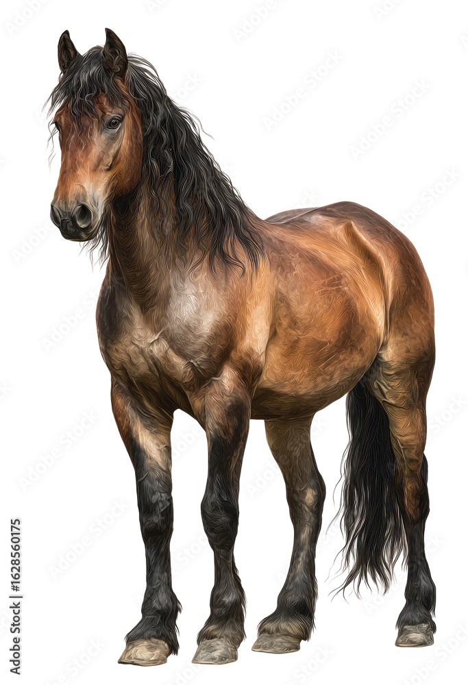 Obraz premium Full shot of a strong, brown horse
