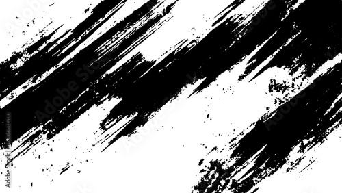 Abstract black brush strokes on white background design texture. Vector grunge brush strokes texture rough black scratches for wallpaper, paint splatter template, dirt banner, watercolor design.