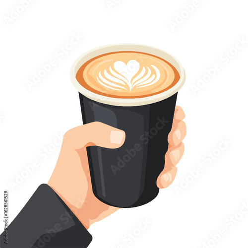 Elegant hand holding black coffee cup