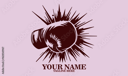 boxing glove punching vector illustration, boxing logo design and time management illustration