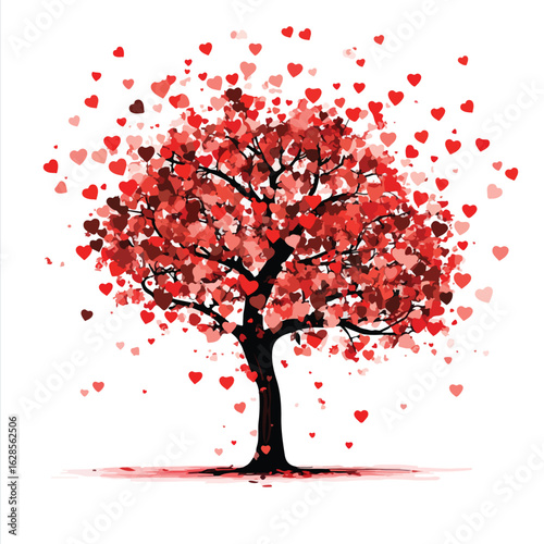 Hand drawn black love tree illustration