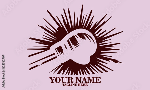 boxing glove punching vector illustration, boxing logo design and time management illustration