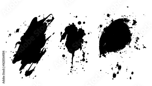 Collection of modern brush strokes. Line of grunge texture brush strokes. Vector black paint brush strokes set isolated on white background.