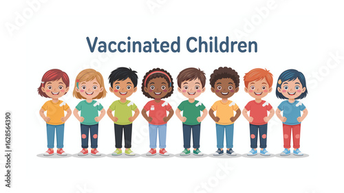 Diverse Group of Vaccinated Children: Promoting Health and Safety Through Immunization for Kids and Community Wellbeing, a Symbol of Protection
