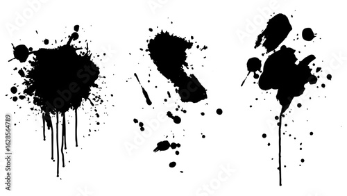 Wallpaper Mural Paintbrush, splash, spray, ink splatter and paint marks. artistic graphic box, black blots, grunge brush strokes and grunge frames for text. Graffiti stencil. Illustration.  Torontodigital.ca