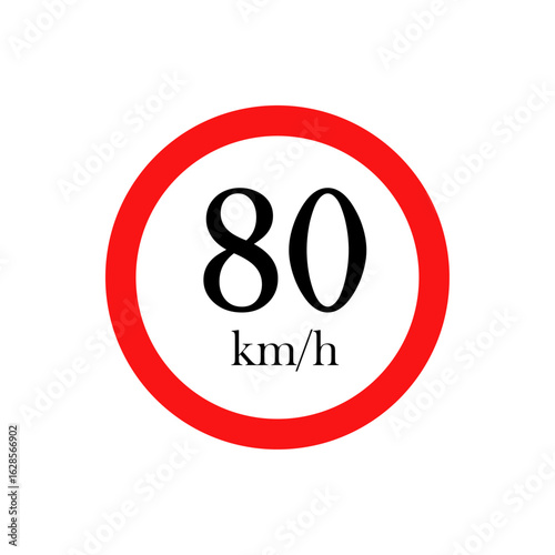 80 km h speed limit red sign,traffic sign