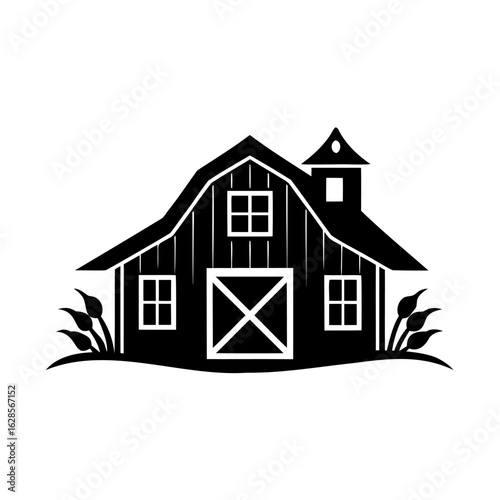 Classic American Gambrel Barn Silhouette Design for Farm and Country Life