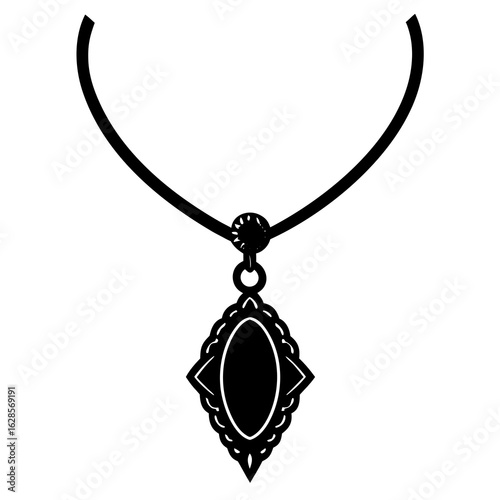Pendant necklace gemstone vector silhouette