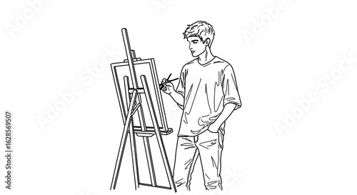 Artist painting on canvas artwork drawing sketch creative art studio easel illustration design inspiration