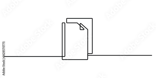 Continuous single line vector drawing of a folder. Documents file icon. Saving securities vector icon. Doodle vector illustration