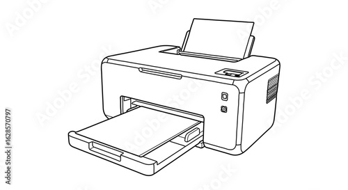 Laser printer vector illustration for office equipment and printing solutions document output and hardware device