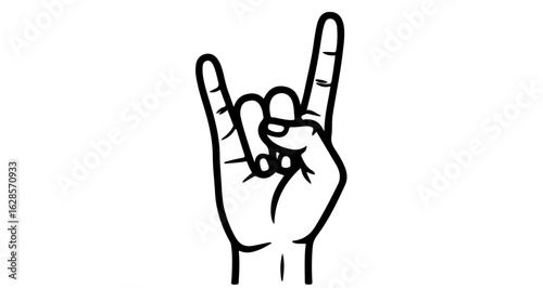 Rock on hand sign vector illustration heavy metal devil horns hand gesture outline drawing for graphic design 100