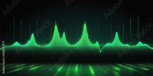 Sound wave heartbeat monitor on a blue background, an electrocardiogram graph of a medical pulse