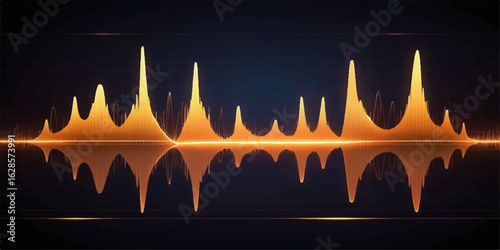 Istanbul's Blue Mosque stands in the moonlight, a stunning black and white vector illustration with sound wave motifs