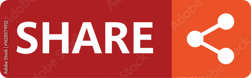 A striking Share icon with a bold red and orange design, Vector