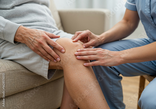 Medical Professional Examining Patient's Knee