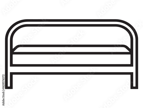 Elegant daybed frame icon in 2D vector line design