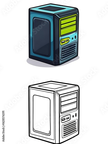 Cartoon Computer Case Illustration