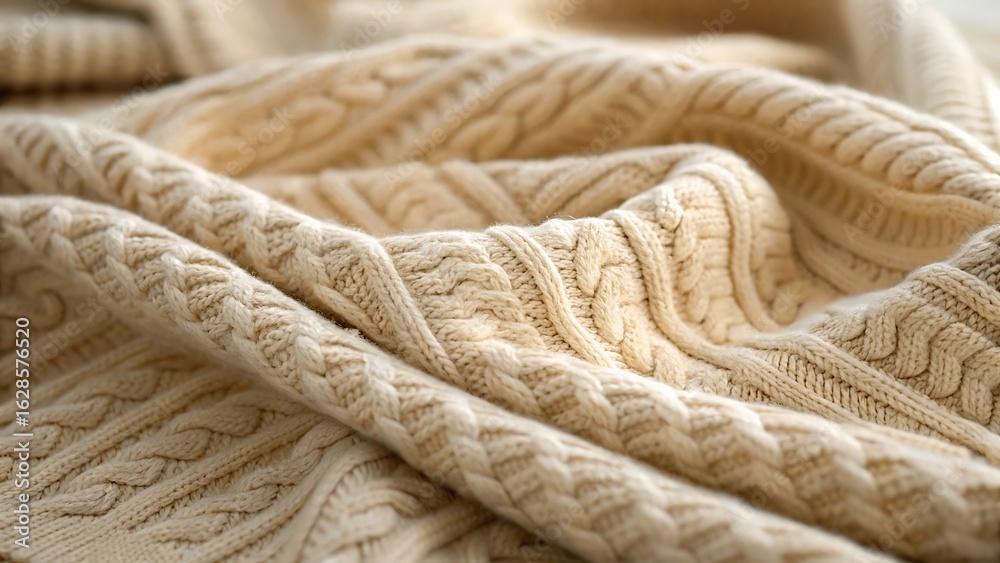 Close-up Beige Cable Knit Fabric Texture. AI Generated
Close-up Beige Cable Knit Fabric Texture. AI Generated