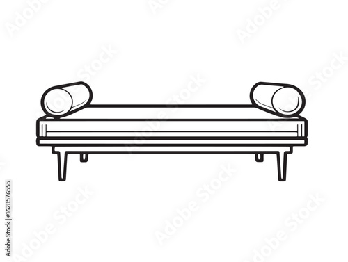 Flat daybed furniture frame in minimal vector art