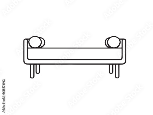 Modern indoor daybed icon in clean vector drawing