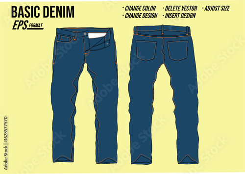 basic denim man mockup vector